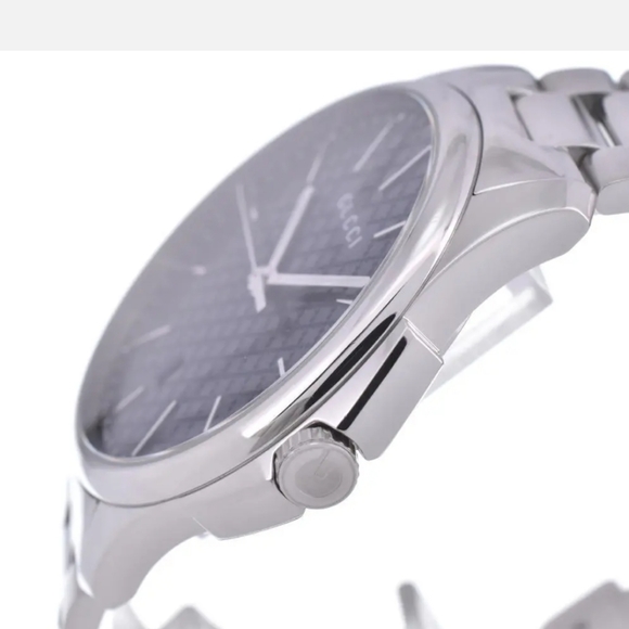 GUCCI ITALIAN LUXURY WATCH ⌚️ BLACK FACE SILVER BODY STUNNING! - Picture 3 of 7